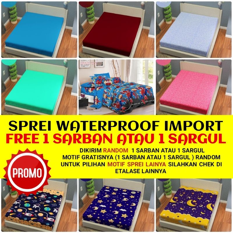 SPRE | SPREI WATERPROOF KARAKTER DINO  ROCKET DINO UKIR POLOS  BINTANG BATIK ANIMAL BUNGA UKIR 90x200 100x200 120x200 140x200  150X200 160x200 180x200 200x200