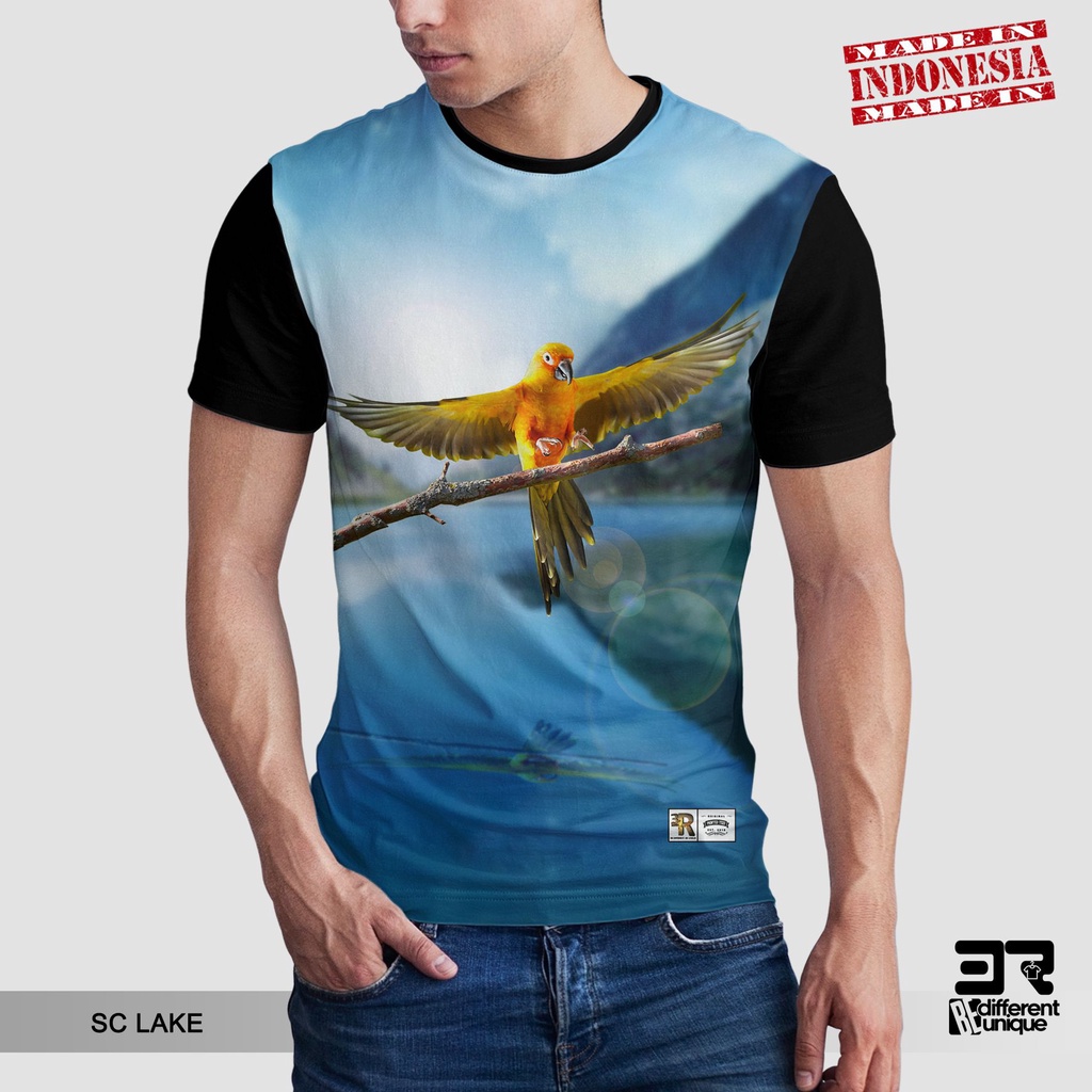 [ COD ] KAOS PRINTING GAMBAR SUN CONURE LAKE - BAJU DISTRO ORIGINAL MOTIF HEWAN BINATANG BURUNG PARU