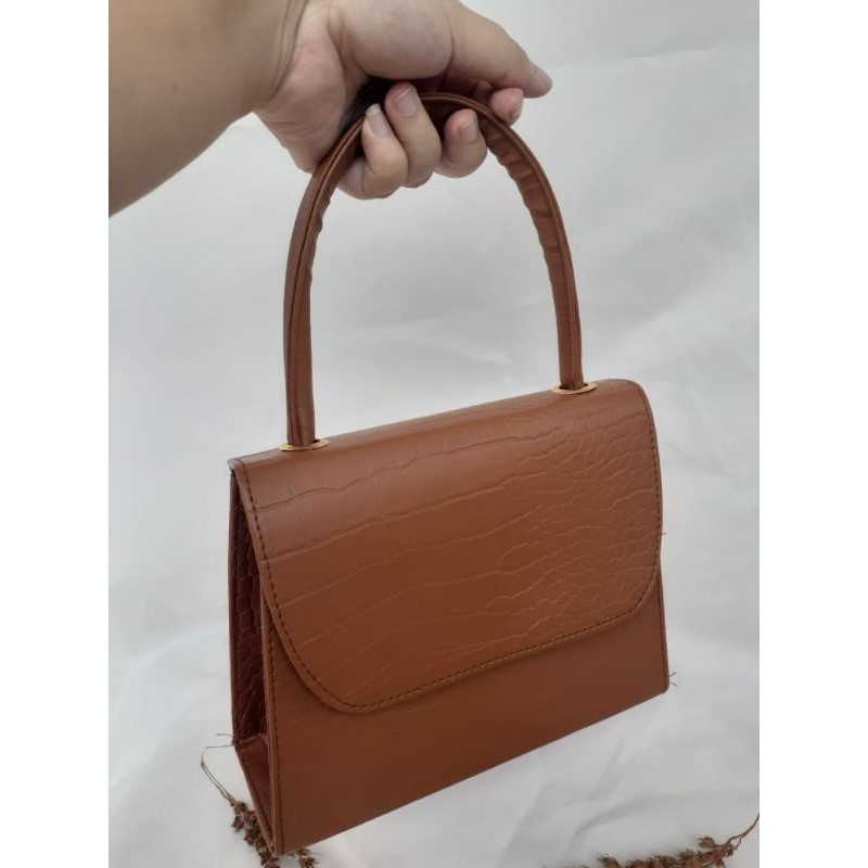 Tas Mizu Croco / slingbag Mizu croco / Tas shoulderbag cewek kekinian terbaru-Tan