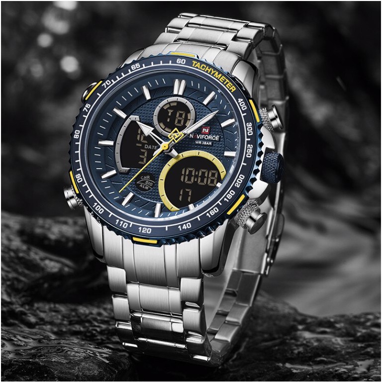 Jual Jam Tangan Pria NAVIFORCE 9182 Analog Digital Premium Stainless Steel  Water Resistant Indonesia|Shopee Indonesia