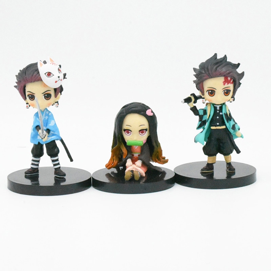 6pcs / set Mainan Action Figure Kimetsu No Yaiba Kamado Tanjirou Agatsuma Zenitsu Demon Slayer Kamado Nezuko