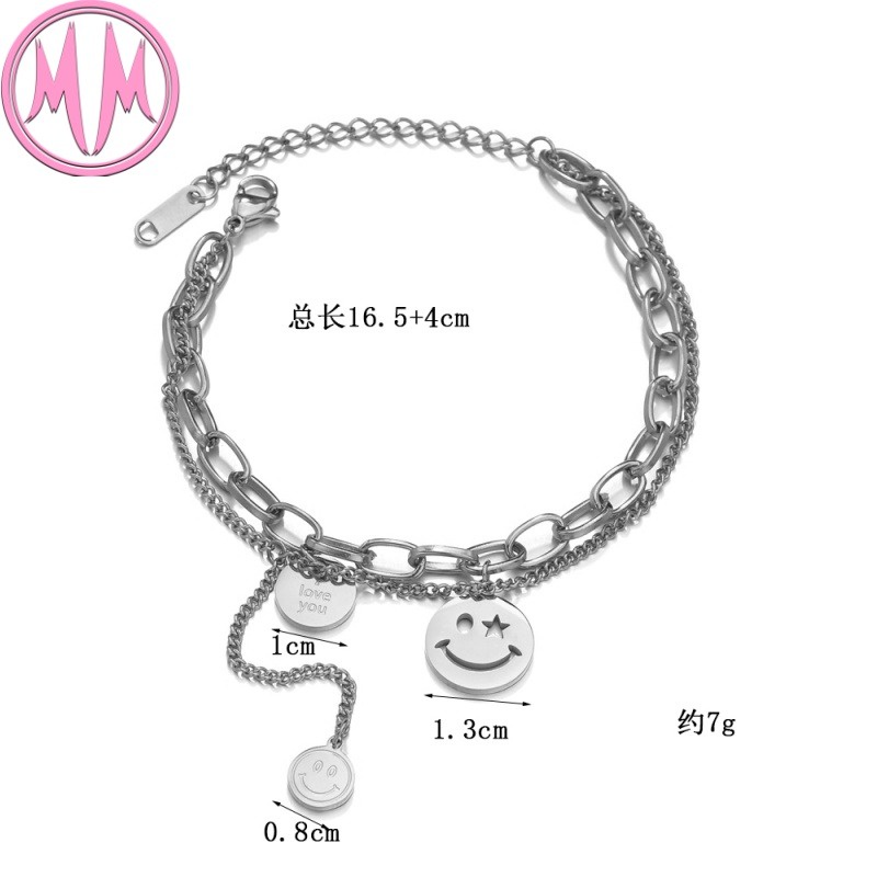 MORYMOSHI B469 Gelang Wanita Titanium Stainless Smile Anti Karat Anti Luntur Fashion Korea