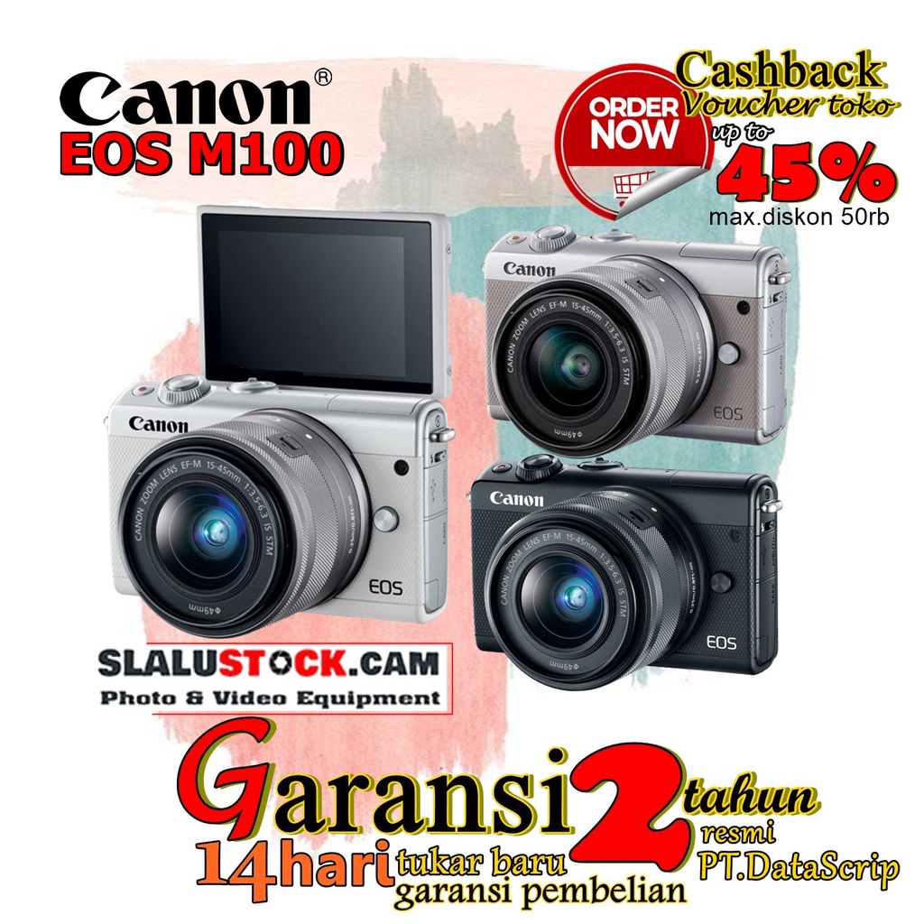 Jual Canon Eos M100 Kit 1545mm IS STM Mirrorless Canon M100 KIT