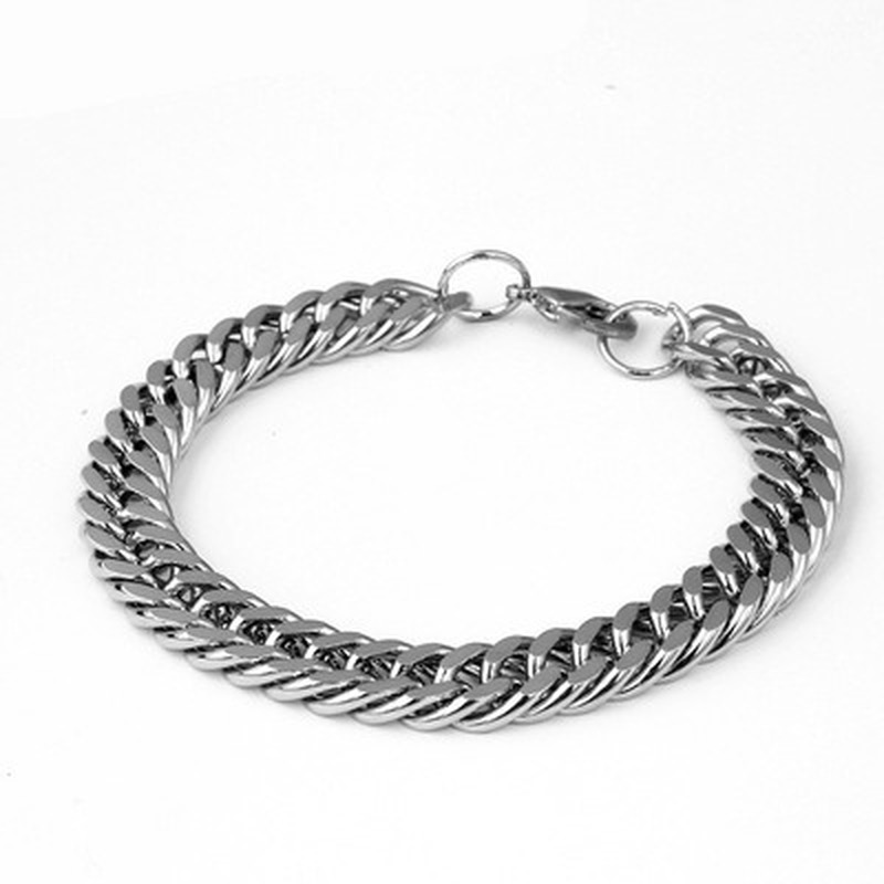 Gelang Bahan Stainless Steel Warna Silver Lebar 10mm Gaya Hip Hop Untuk Pria Dan Wanita