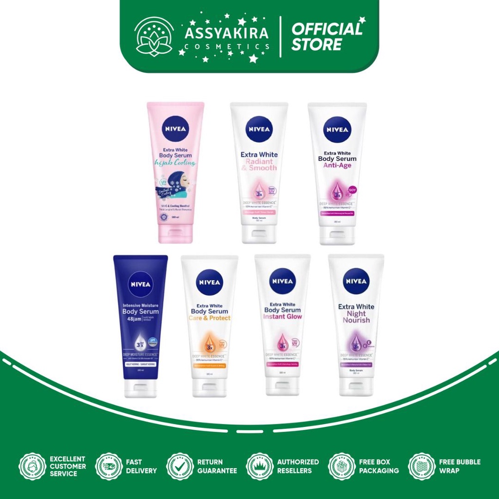 Nivea Body Serum Extra White All Varian (Night Nourish, Care &amp; Protect, Radiant &amp; Smooth, dll)