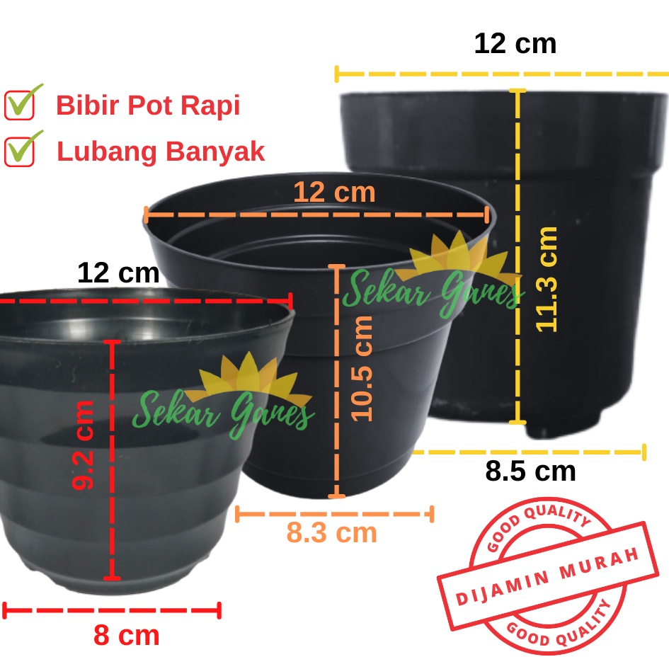 Pot 12 Cm Hitam Polos - Pot 12 Hitam Kecil Mini Minimalis Plastik Kaktus Sukulen Mini Murah Pot Bibit Pembibitan