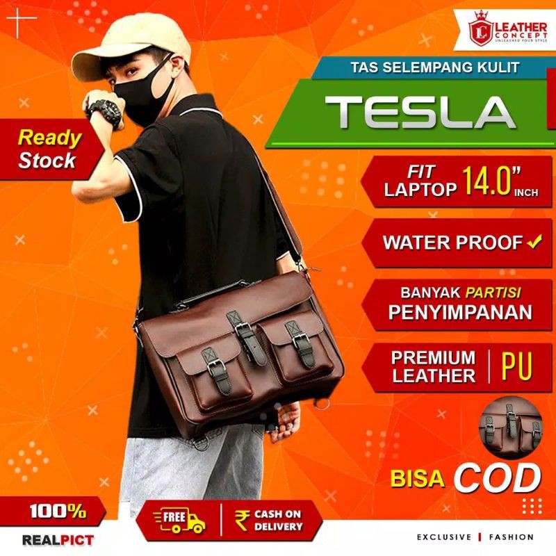 Tas Selempang Kulit Pria Tas Pria Tas Slempang Pria (TESLA)
