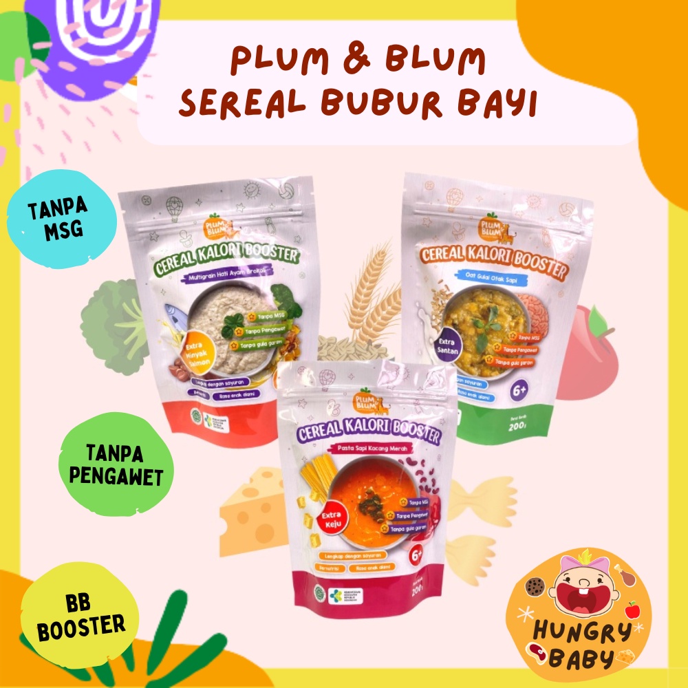 Plum &amp; Blum Cereal Bubur Bayi Buah / Oat Pasta Beef / Sereal Penambah BB Booster Anak / Baby Fruit Cereal Calories Booster Kalori / Multigrain Oat 6 bulan+ / 200 gr