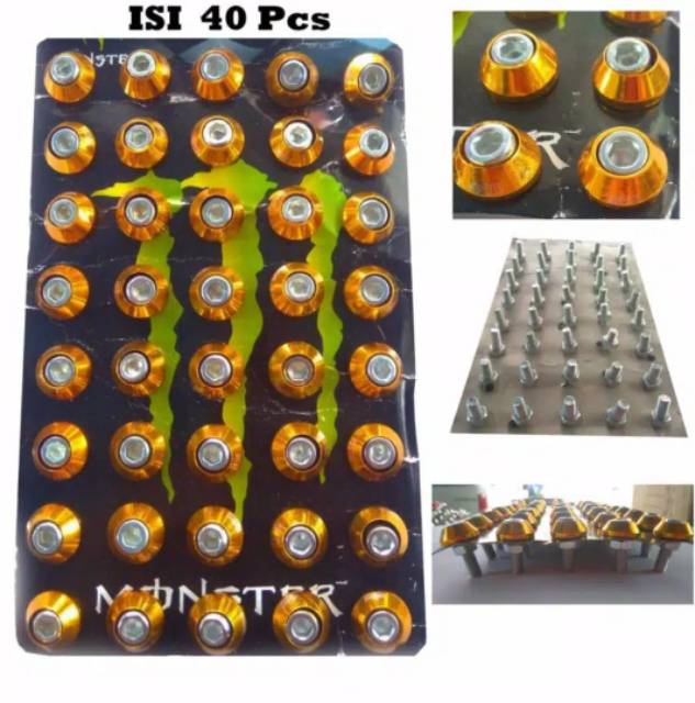 Baut L + Ring Monel Variasi Isi 40pcs Universal - Baut monel