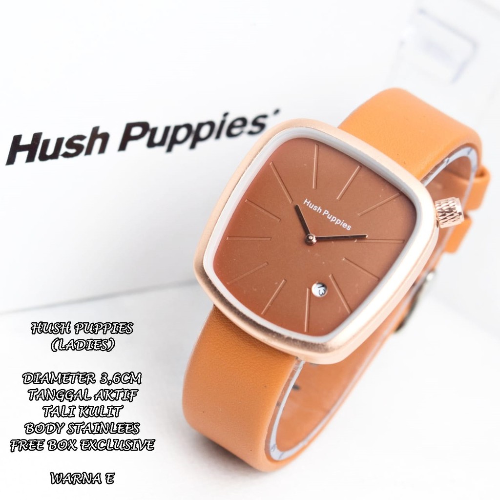 JAM TANGAN WANITA HUSH PUPPIES TALI KULIT BODY OVAL TANGGAL AKTIF