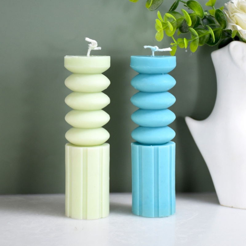 Cetakan Lilin / Sabun Bentuk Silinder Geometris Motif Garis Bahan Silikon