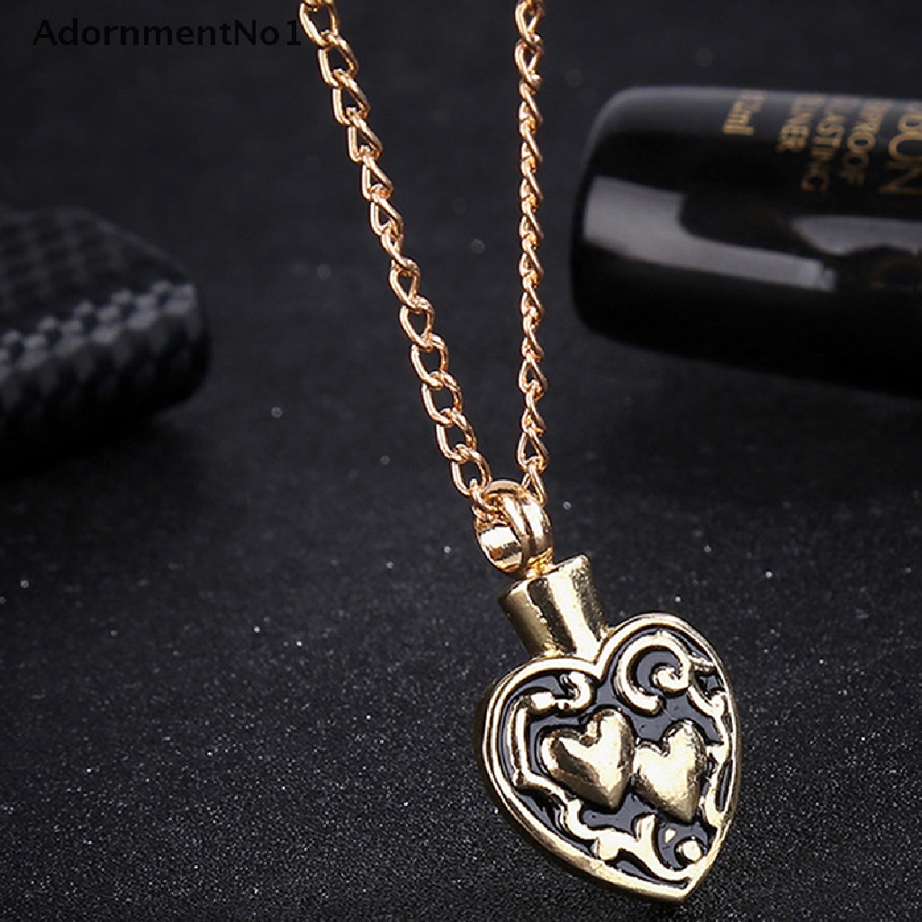 (AdornmentNo1) Kalung Rantai Dengan Liontin Hati Bahan Stainless Steel Untuk Abu Kremasi