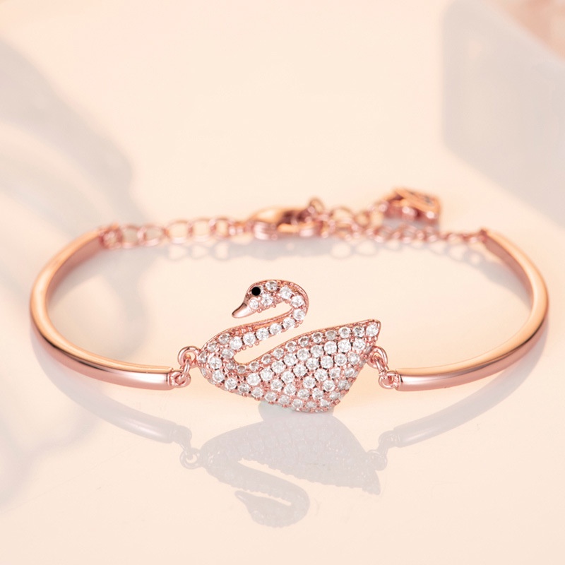 Gelang Fashion AB31 Swan Cuff Bracelet with Zircon Women Animal Bird Jewelry ACC