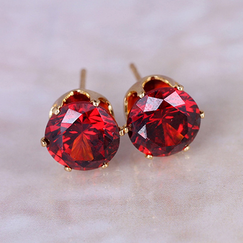 Anting Stud Cubic Zirconia Bentuk Bulat Gaya Elegan Untuk Kencan