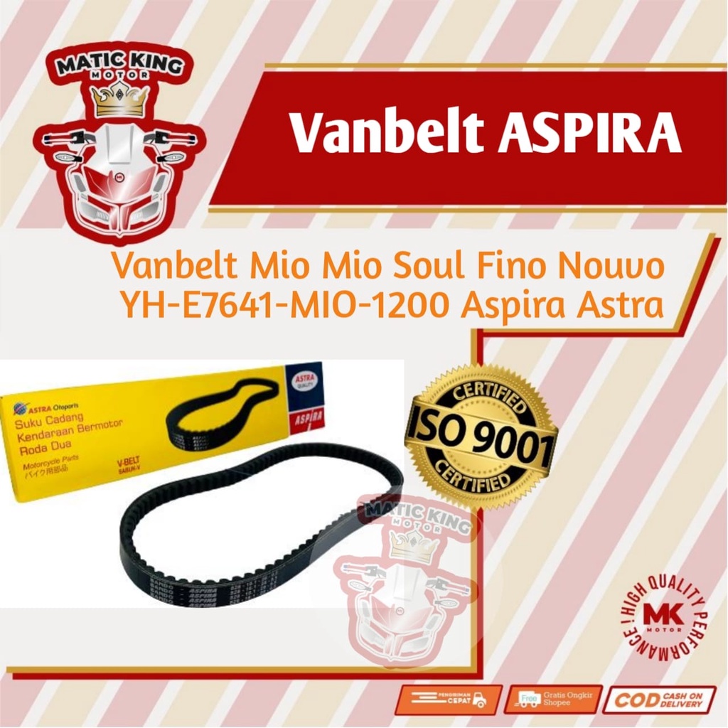 Vanbelt V belt Fanbelt Mio sporty soul smile fino nouvo karbu Aspira Astra Otoparts YH-E7641-MIO-1200