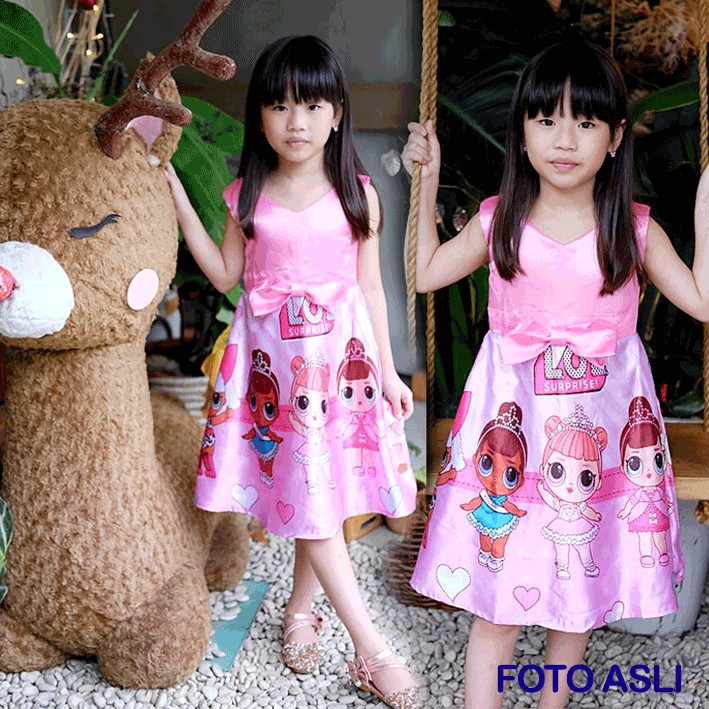 Dress Anak Perempuan Pink Ribbon Dolls