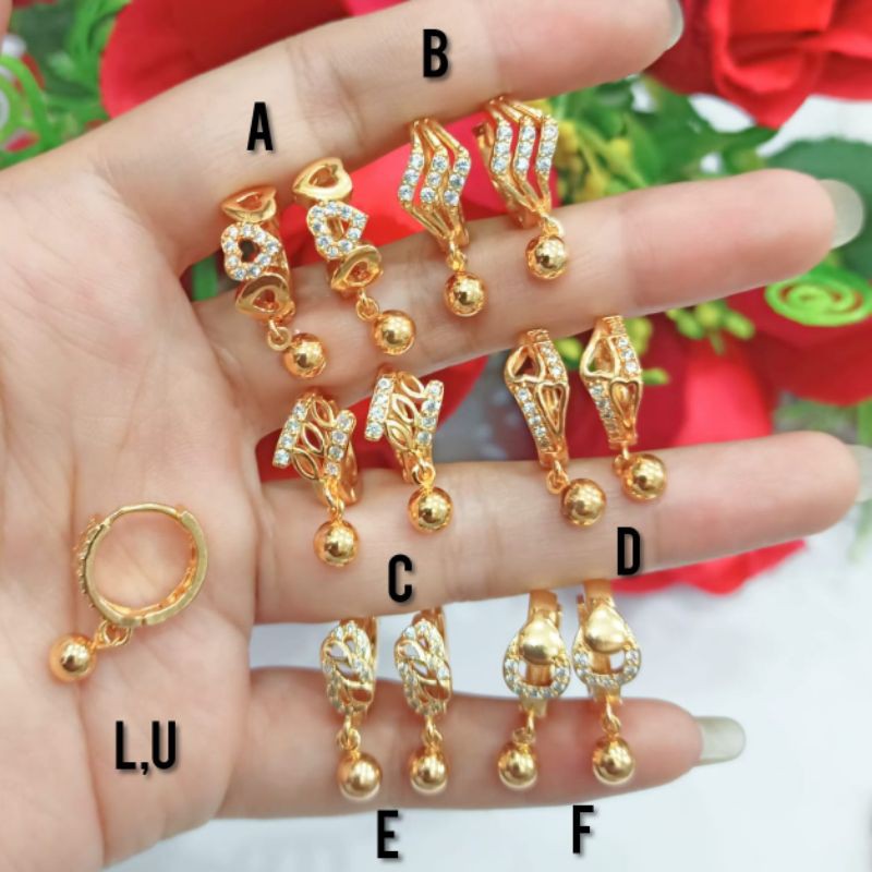 FHASION WANITA ANTING BATU PERMATA DAN FULL PERMATA LAPIS EMAS 24 K MOTIF PILIHAN