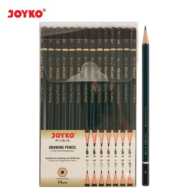 

4ds! Drawing Pencil Pensil Menggambar Joyko P-118-14 1 Set 14 Pcs