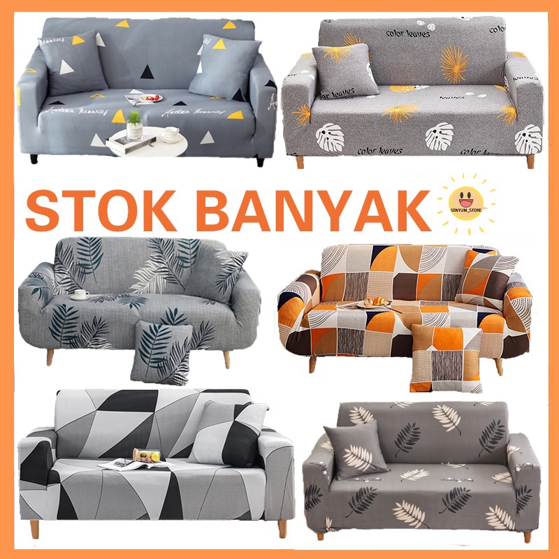 Jual Cover Sofa Pattern Motif Menarik/ AntiSelip cover sofa bed 1/2/3/4 Seater Sarung Sofa