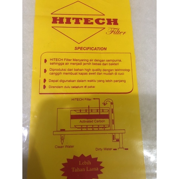 KAPAS FILTER AQUARIUM HITECH MEDIUM PADAT TEBAL ( UK. 100 CM x 30 CM X 5 CM )