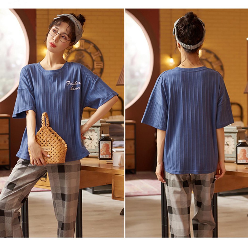 Baju Tidur Piyama Set/Piyama Wanita Import/Baju Piyama Cantik Celana Panjang/Woman Sleep Wear-3