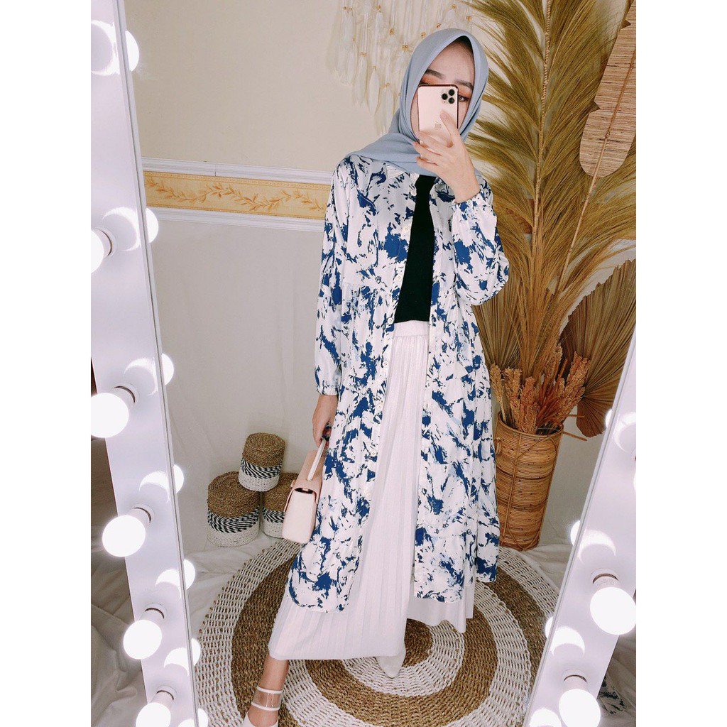 Tunik Tari Maxmara Motif (Busui friendly, wudhu friendly, free masker)