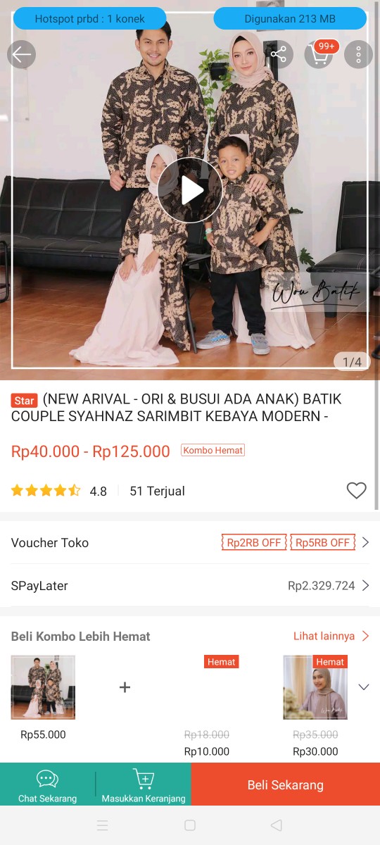 (new Arival - Ori & Busui Ada Anak) Batik Couple Syahnaz Sarimbit Kebaya Modern - Kg113
