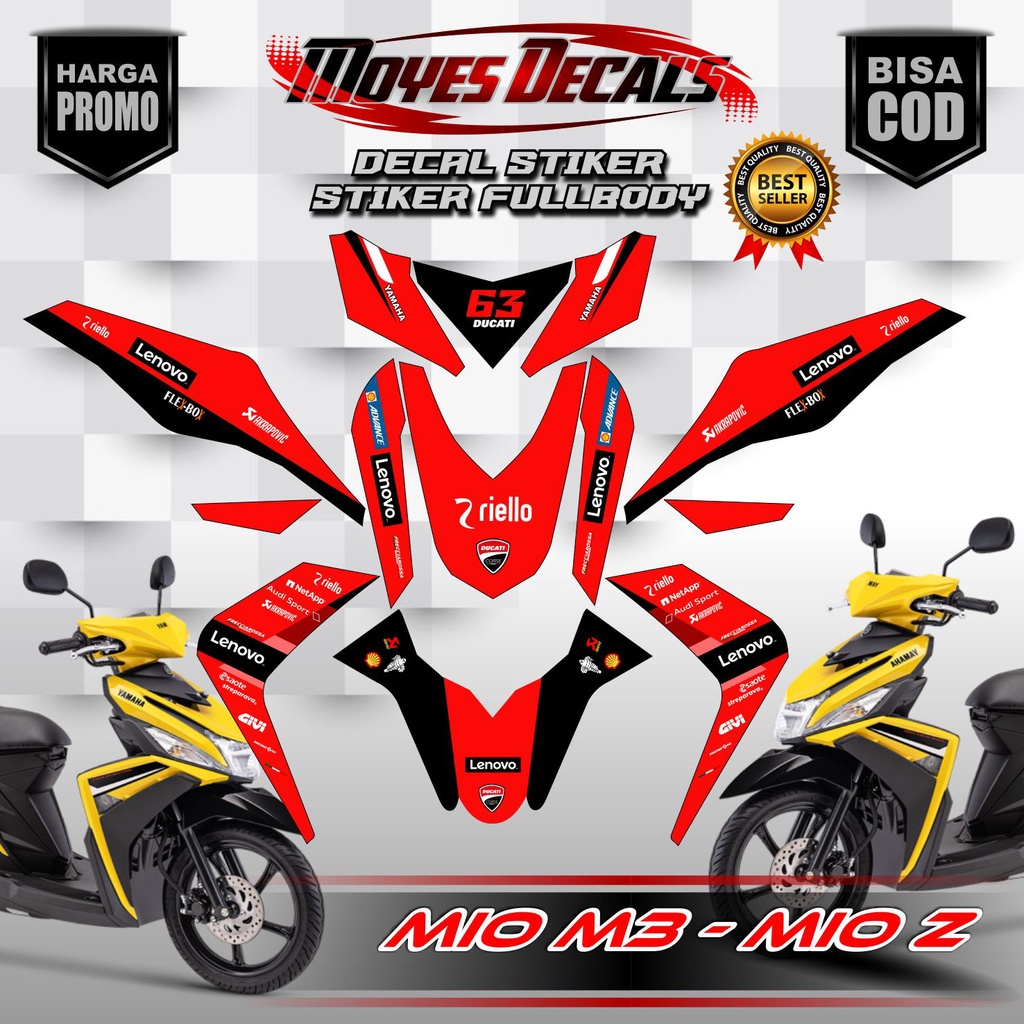 Bisa COD TIDAK MUDAH LUTUR,,,,, siker mio m3 ecal stiker motor mio m3 stiker motor yamaha mio m3. st