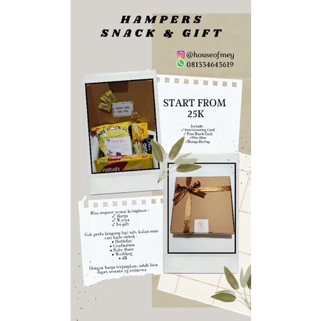 

HAMPERS SNACK BOX | KADO WISUDA | ULANG TAHUN | MURAH DAN CANTIK