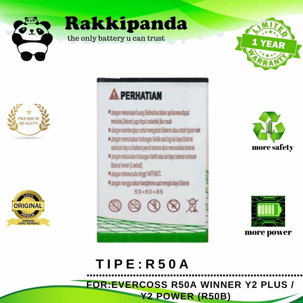 (R/K)- RakkiPanda - R50A Evercross Winner Y2 Plus / R50B Y2 Power Batre Batrai Baterai