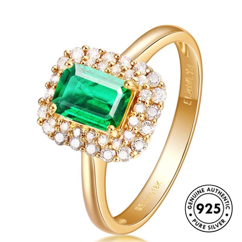 Gelang Tangan Sterling Silver 925 Model Terbuka Dengan Berlian Hijau Mewah Untuk Wanita