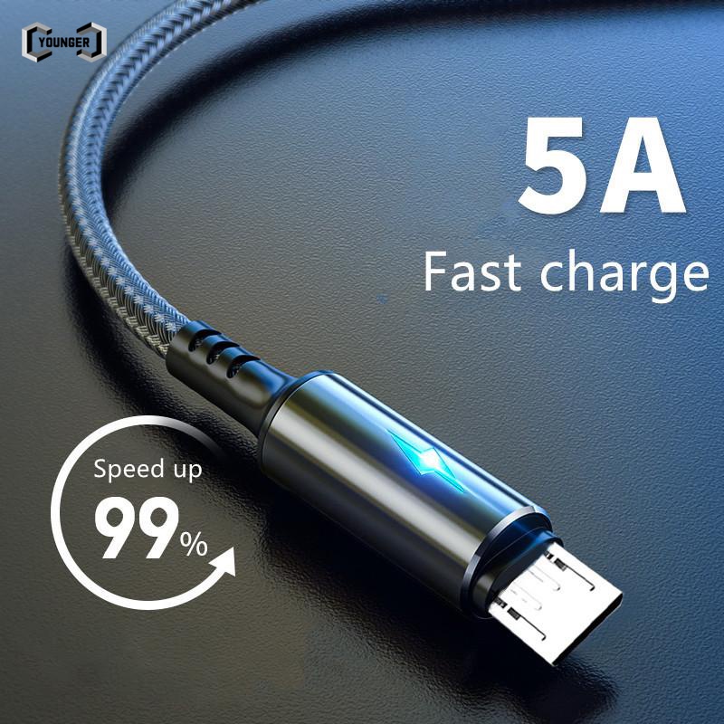 Kabel Data / Charger Micro Usb / Type c / Lightning 5v Fast Charging Dengan Lampu Led Untuk Android