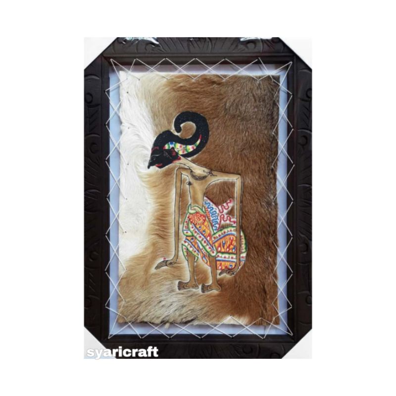 TERMURAH,LUKISAN WAYANG ARJUNA DARI KULIT KAMBING ASLI UK.70X50cm