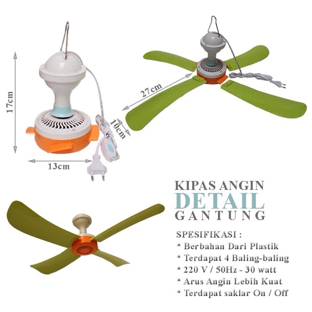 Kipas Angin Gantung 4 baling baling 30 W JM 950