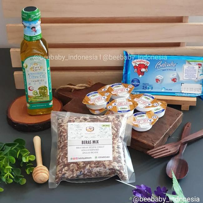 

h069 paket lengkap mpasi (evoo casa, belcube, unsalt butter, beras 250 gr) - beras mix 346e