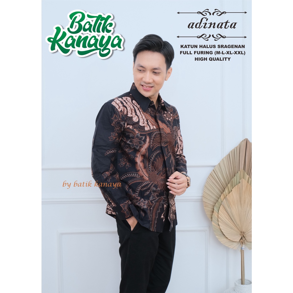 Kanaya - Kemeja Batik Pria Lengan Panjang Full Furing Bahan Katun Sragenan ADINATA