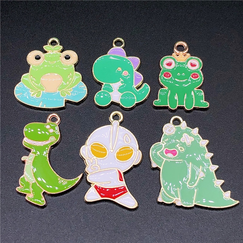 4pcs Liontin Enamel Bentuk Monster Dinosaurus Bahan Alloy Handmade Untuk Membuat Perhiasan