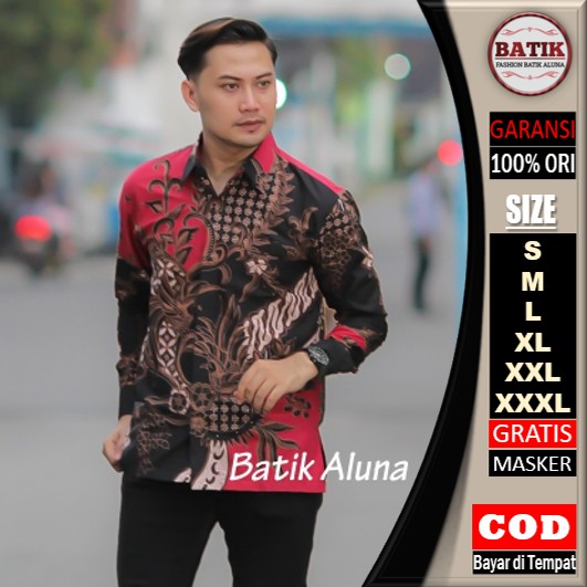 Batik pria lengan panjang Kemeja Atasan Baju batik pria laki laki lengan panjang premium cowok solo