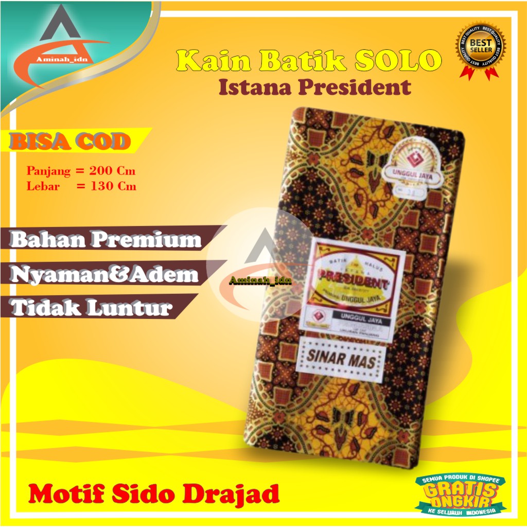 Kain Batik Solo Meteran Murah Premium Viscose Wanita Halus Motif Sidodrajad Bahan Katun Original