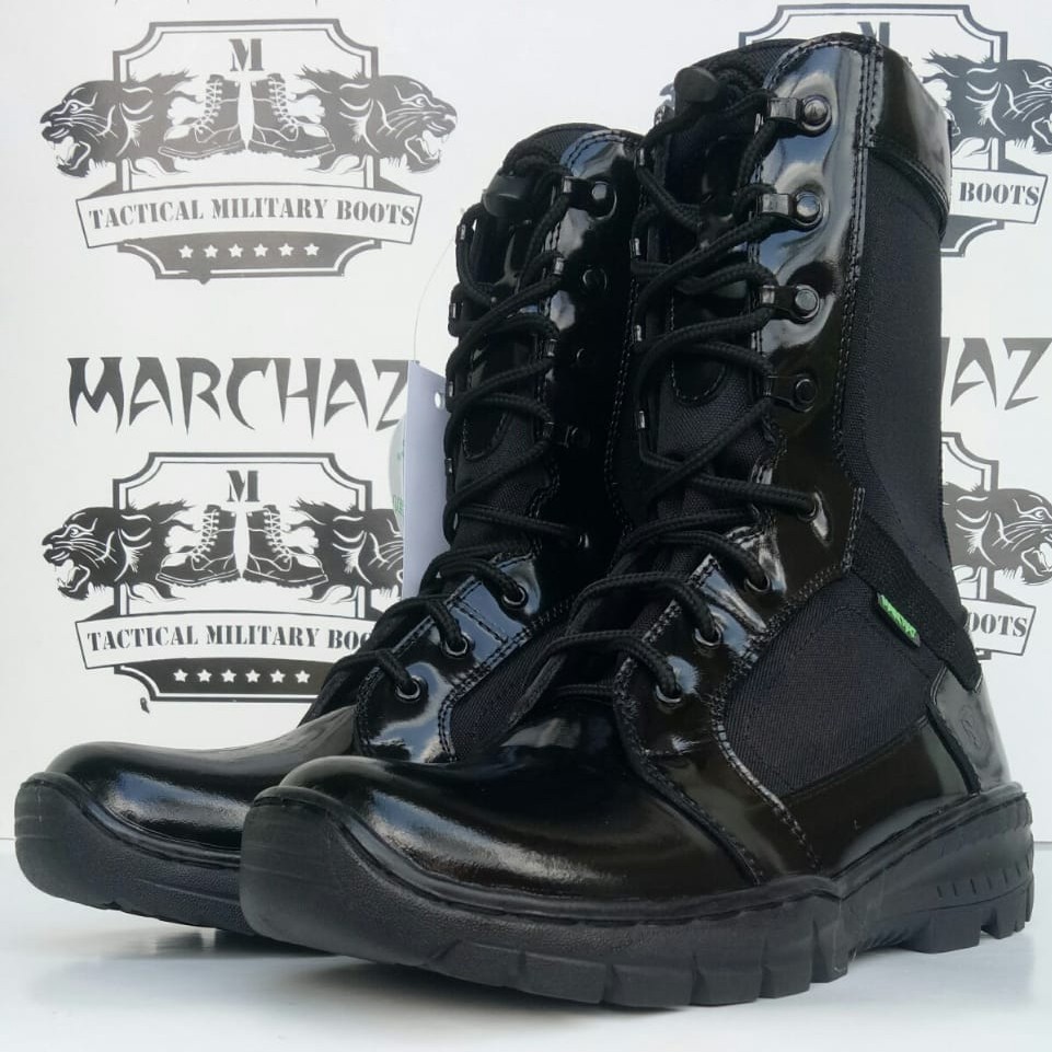 Sepatu PDL Kulit Asli Kilap Merk MARCHAZ Sepatu PDL Tni Polri Security Satpam Sepatu Boots Pria