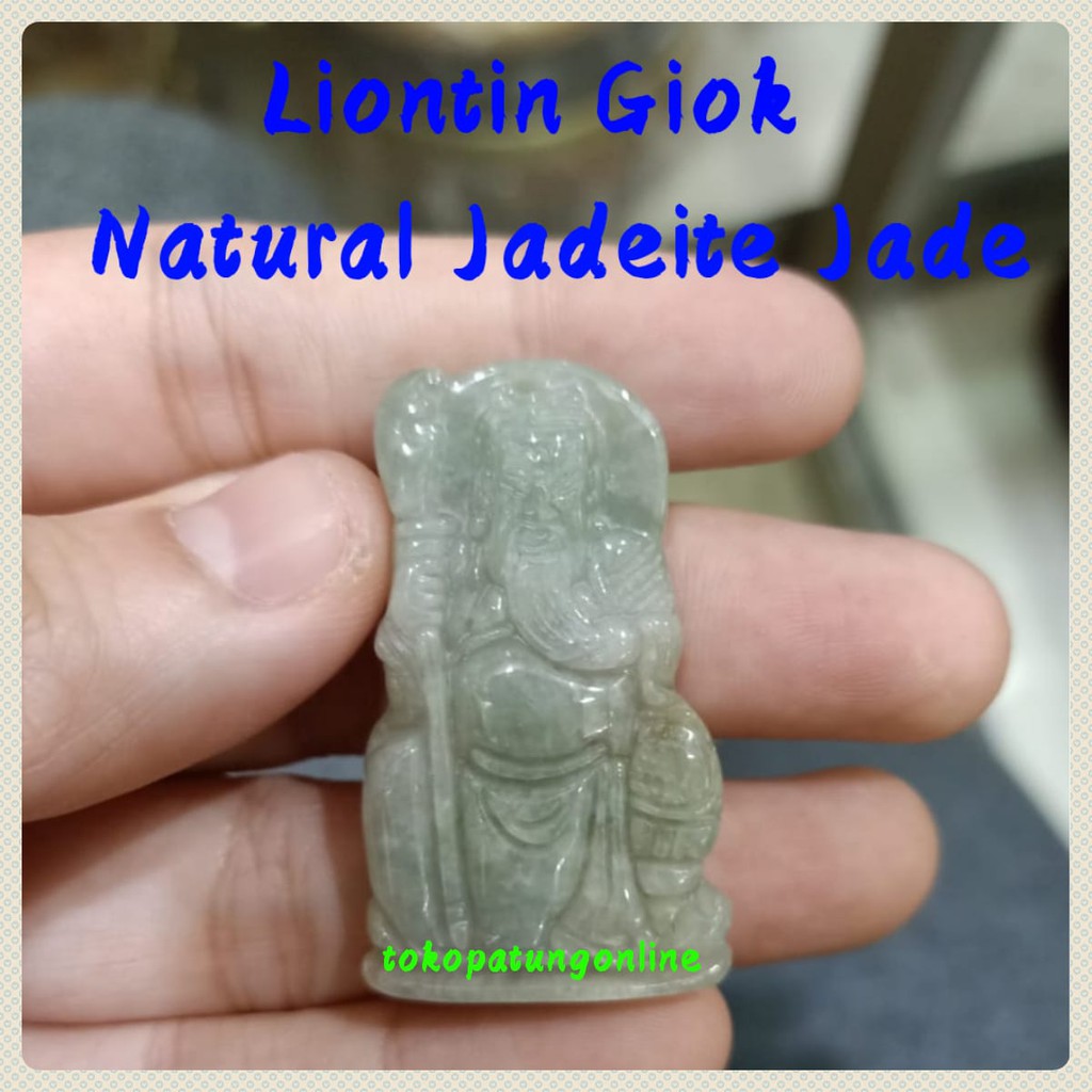 Liontin Giok Kwan Kong Natural Jadeite Jade