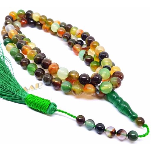 tasbih 99 batu akik pancawarna / tasbih batu natural alam dijamin ASLI
