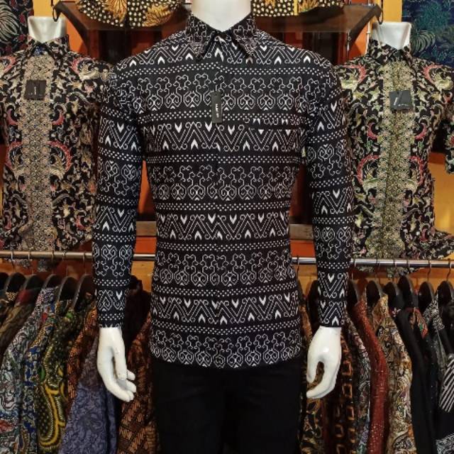 New Motif kemeja batik slimfit exlusive original butik/Kemeja batik slimfit murah motif semut hitam
