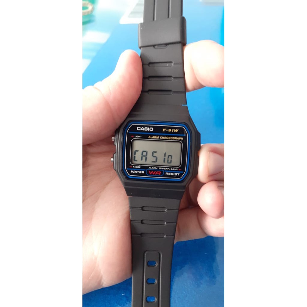 CASIO Original F-91W Series (Unisex - Karet - HItam) Tanpa Kotak Mika)