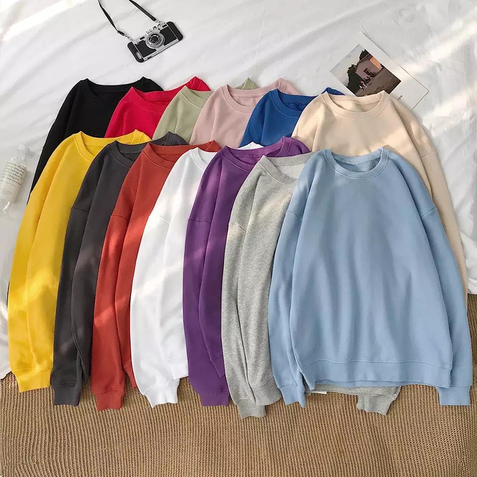 Parisdivarious Sweater Hoodie Crewneck Polos Bahan Fleece Size S - XXL (Pria &amp; Wanita)