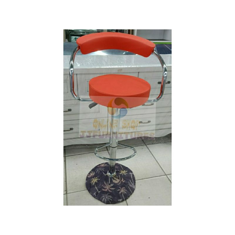 kursi bar/kursi cafe bulat sandaran besi hidrolik impor