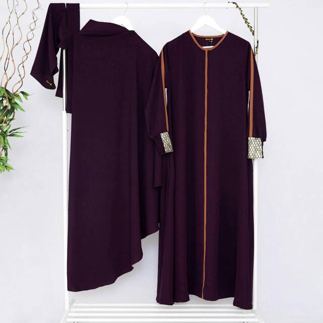 PREMIUM Set Abaya Yoris Caltri Khimar Niqob Busui wudhu friendly, COD