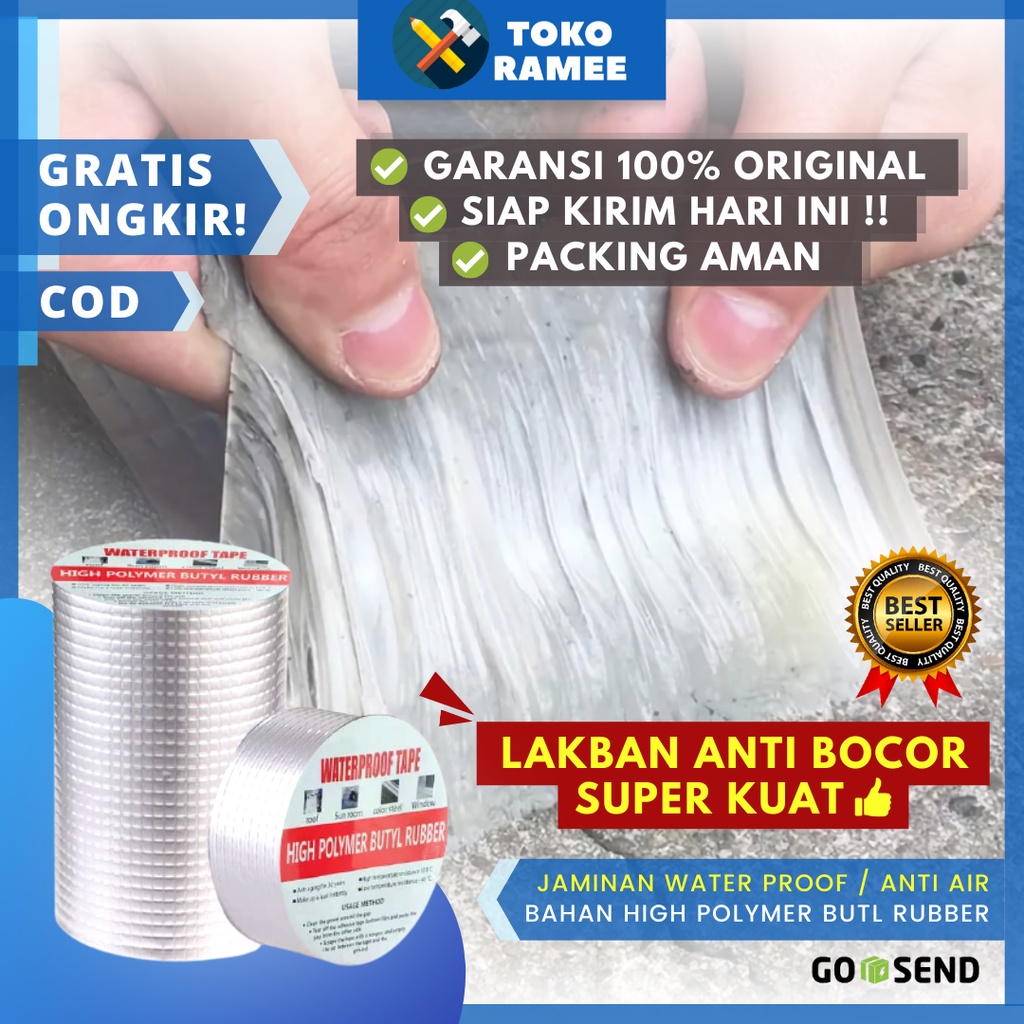 Lakban Anti Bocor Aluminium Foil Waterproof Tape Perekat Anti Air Tahan Panas Untuk Tambal Seng Atap