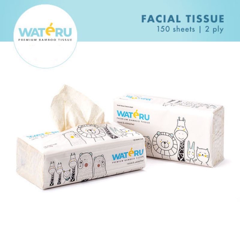 WATERU PREMIUM BAMBOO FACIAL WIPES 2PLY 150S