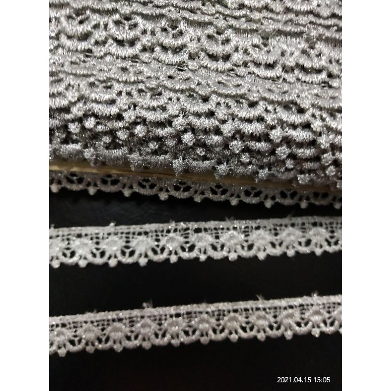 Renda bordir gyper silver renda abu renda rajut renda kecil pita renda kait